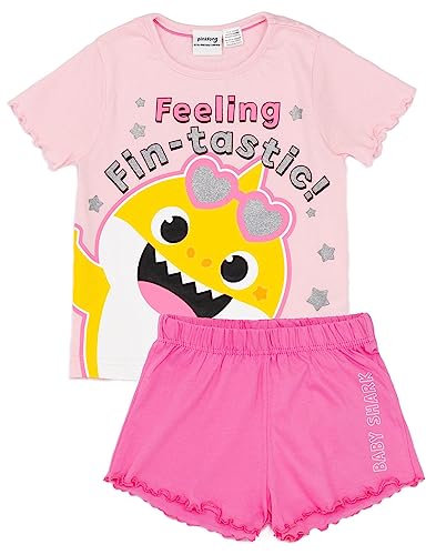 Baby Shark Rosa Mädchen-Pyjama-Set | Kinder T-Shirt und Shorts Pyjamas | Feeling Fin-Tastic Unterwasser-Abenteuerdesign | Offizielle Ware kleine von Baby Shark