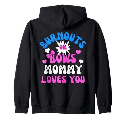 Burnouts oder Bows Mama liebt dich Babyparty — Das Geschlecht wird enthüllt Kapuzenjacke Burnouts oder Bows Mama liebt dich Babyparty — Das Geschlecht wird enthüllt Kapuzenjacke von Baby Shower Gender Reveal Party Mommy Mom Apparel