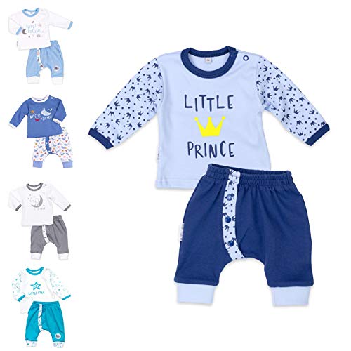 Baby Sweets® 2er Baby Set mit Baby Hose & Baby Langarmshirt für Jungen in Blau mit Prinzenmotiv/Baby Kleidung Set aus Baumwolle für Neugeborene & Kleinkinder/Größe: 1 Monat (56) von Baby Sweets