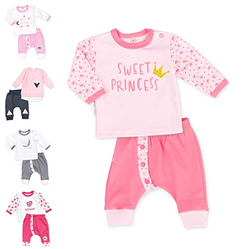 Baby Sweets® 2er Baby Set mit Baby Hose & Baby Langarmshirt für Mädchen in Rosa mit Prinzessin-Motiv/Baby Kleidung Set aus Baumwolle für Neugeborene & Kleinkinder/Größe: 3 Monate (62) von Baby Sweets