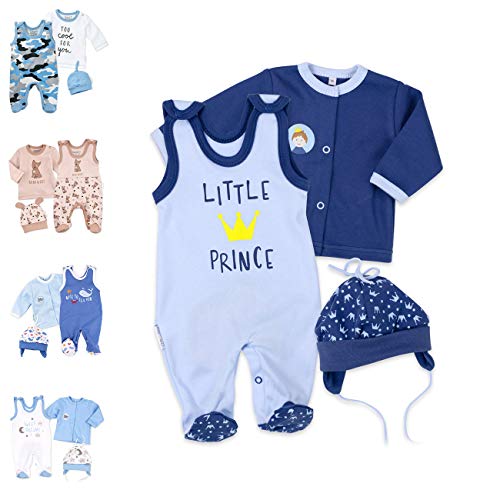 Baby Sweets® 3er Baby Set mit Strampler, Baby Langarmshirt & Babymütze für Jungen in Blau/Baby Kleidung Set im Little Prince-Motiv für Neugeborene & Kleinkinder Größe: 6 Monate (68) von Baby Sweets