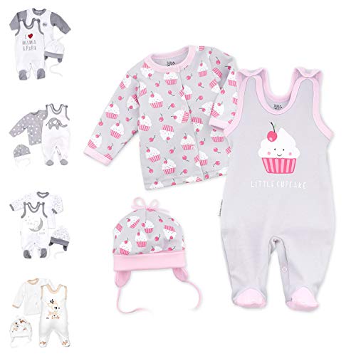 Baby Sweets® 3er Baby Set mit Strampler, Baby Langarmshirt & Babymütze für Mädchen in Rosa / Baby Kleidung Set im Cupcake-Motiv für Neugeborene & Kleinkinder in Größe: 3-6 Monate (68) von Baby Sweets