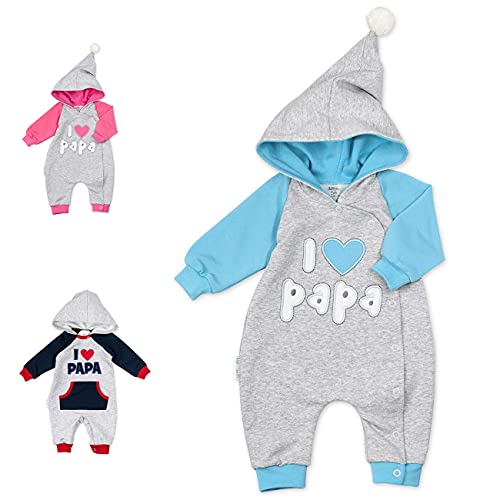 Baby Sweets® – Baby Overall mit Kapuze/Baby Strampler mit Motiv I LOVE PAPA/Walkoverall Baby für Mädchen und Jungen/Walkanzug für Neugeborene & Kleinkinder/Größe 6-9 Monate (74) von Baby Sweets