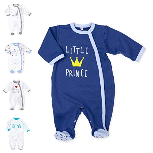 Baby Sweets® Baby Strampler für Jungen/Baby-Overall in Blau als Schlafanzug und Babystrampler im Motiv Little Prince für Neugeborene und Kleinkinder in der Größe: 9 Monate (74) von Baby Sweets