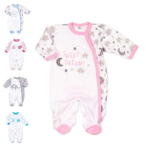 Baby Sweets® Baby Strampler für Mädchen/Baby-Overall in Weiß Grau Rosa als Schlafanzug und Babystrampler im Sonne Mond Sterne-Motiv für Neugeborene und Kleinkinder in der Größe: 3 Monate (62) von Baby Sweets