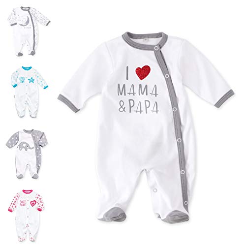 Baby Sweets® Baby Strampler für Mädchen und Jungen I Love Mama & Papa Motiv/Strampler als Unisex Baby Schlafanzug/Baby Erstausstattung Neugeborene bis Kleinkinder/Strampler Größe 1 Monat (56) von Baby Sweets