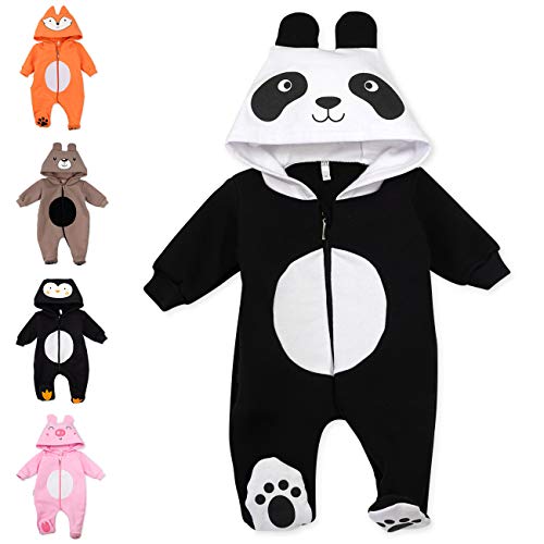 Baby Sweets® Tier Walkoverall Baby Unisex schwarz im Motiv: Panda/Baby Overall als Baby Strampler mit Kapuze für Neugeborene & Kleinkinder in der Größe 3-6 Monate (68) von Baby Sweets