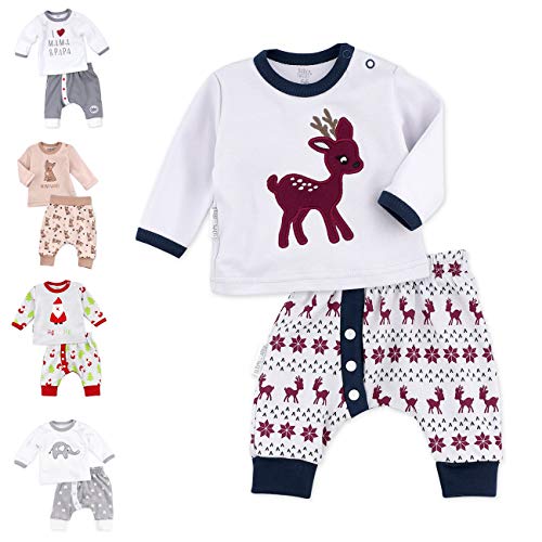 Baby Sweets® Unisex 2er Baby Set mit Baby Hose & Baby Langarmshirt für Mädchen & Jungen/Baby Outfit in Grau, Blau & Braun im Rentier-Motiv/Baby Kleidung Set aus Baumwolle in Größe: 0-3 Monate (62) von Baby Sweets