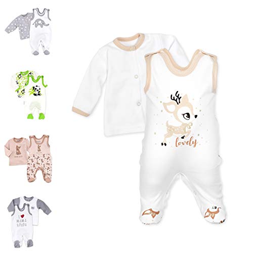 Baby Sweets 2er Strampler Set & Shirt für Mädchen und Jungen Verschiedene Größen, Beige Braun - Lovely Deer, 1 Monat (56) von Baby Sweets