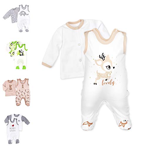 Baby Sweets 2er Strampler Set & Shirt für Mädchen und Jungen Verschiedene Größen, Beige Braun - Lovely Deer, 3 Monate (62) von Baby Sweets