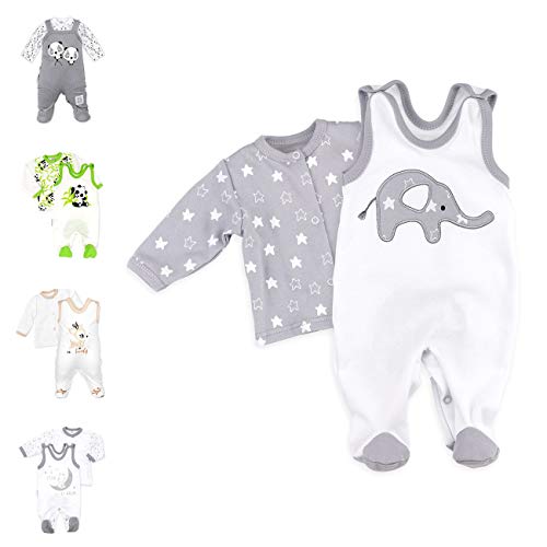 Baby Sweets 2er Strampler Set & Shirt für Mädchen und Jungen Verschiedene Größen, Grau - Little Elephant, 1 Monat (56) von Baby Sweets