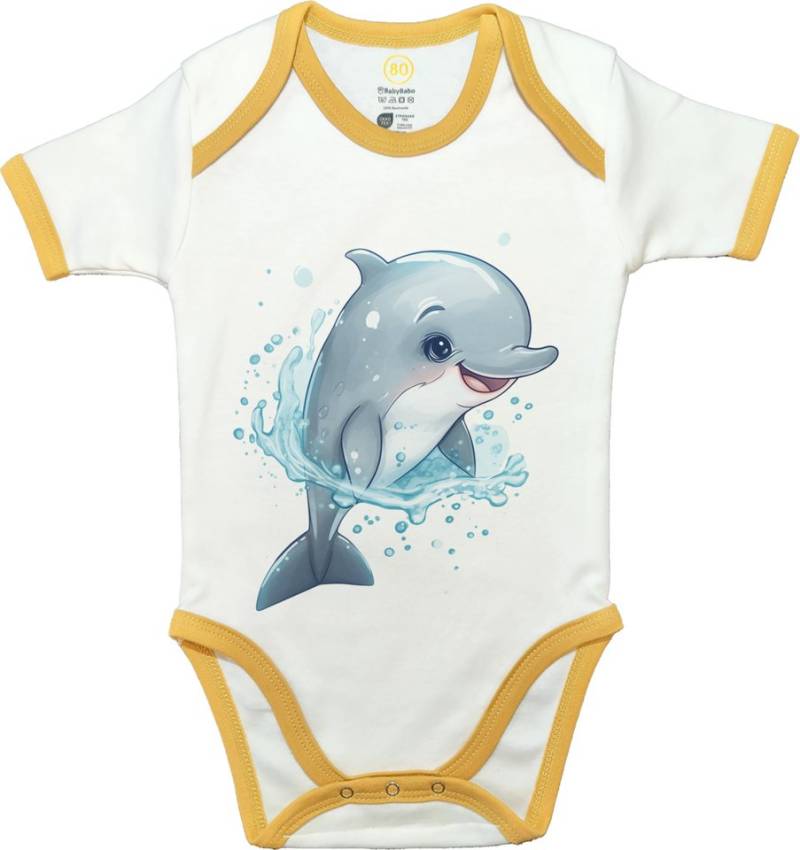 BabyBabo Premium Kurzarmbody Süßes Tier Motiv - Premium Baby Body (Delfin Dido) OEKO-TEX zertifiziert von BabyBabo Premium