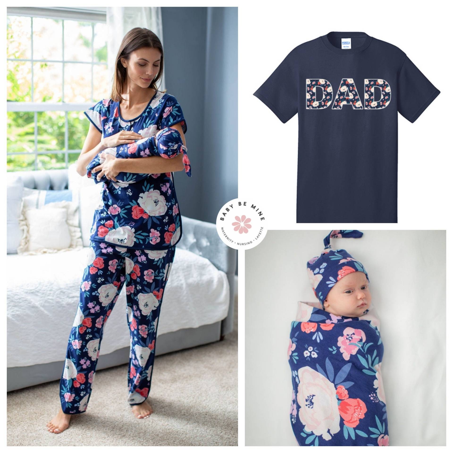 stillzeit Pyjamas & Baby Mädchen Swaddle Decke Set + Daddy Dad T-Shirt/Shower Geschenk Be Mine Annabelle von BabyBeMineAndGownies