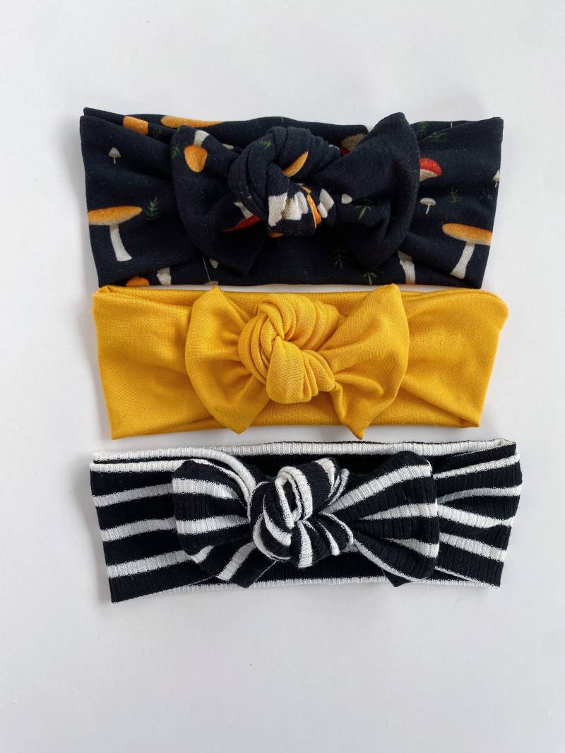 3Er Set Mädchen Baby Damen Stirnbänder Pilze Knoten Turban Foto Requisite Geburtstag Party Take Home Outfit Dusche Geschenk Rot Beige Blau Pullover von BabyBeanPNW