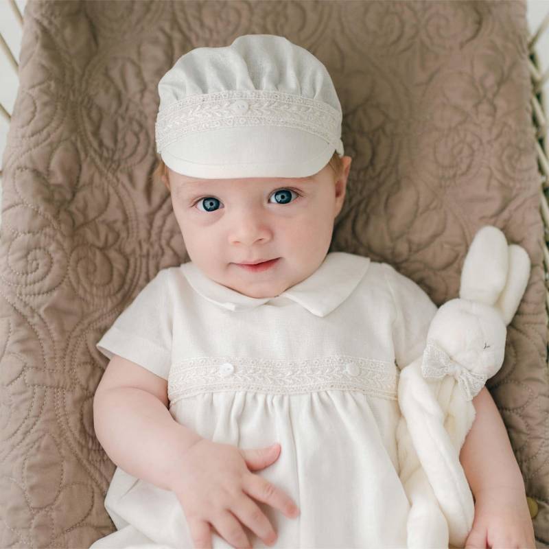 Muster | Baby Jungen Taufe Outfit "Oliver' Elfenbeinfarbener Leinen Strampler von BabyBeauandBelle