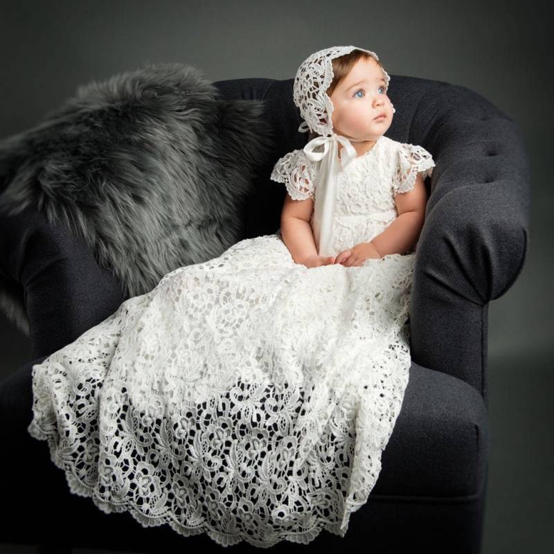 Muster Verkauf | Spitzentaufkleid "Lola' Elfenbeinfarbenes Spitzenkleid Baby Mädchen Taufbekleidung & Segenskleid Kleid Nur - Ausverkauf von BabyBeauandBelle