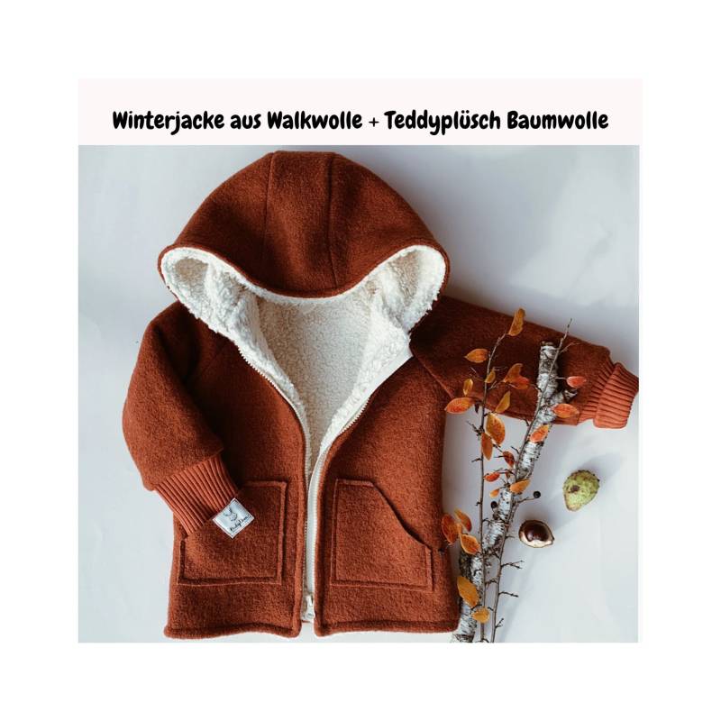 Kinder Jacke Aus Gekochter Wolle, Voll Gefüttert Mit Bio Baumwolle Teddy Plüsch von BabyDomBerlin