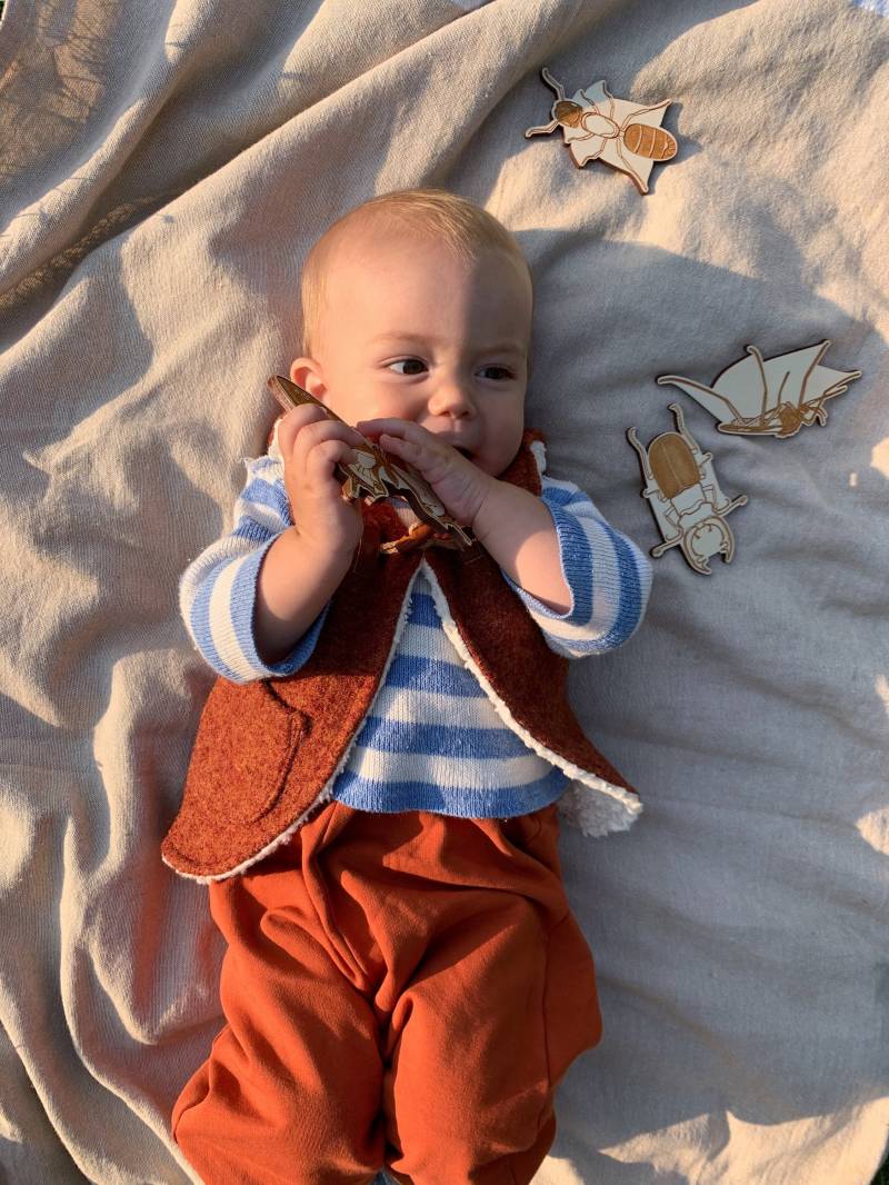 Walkwolle Weste, Weste Voll Gefütterte Mit Bio Baumwolle, Walkweste, Baby Kinder von BabyDomBerlin