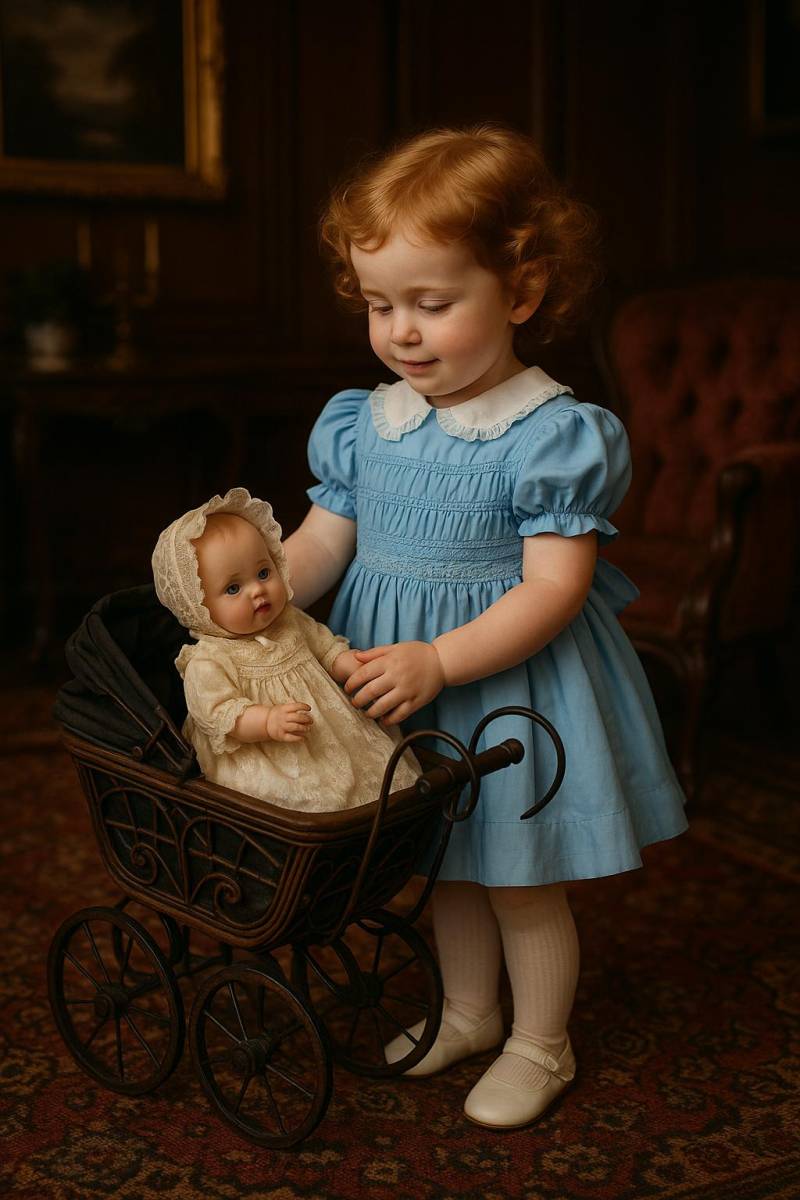 1950S Blue Marshall Field Company Kindergarten Shop Hand Gesmoktes Kleinkind-Mädchen-Kleid-Zugbinden Und Falten - Sz. 3T von BabyDresser