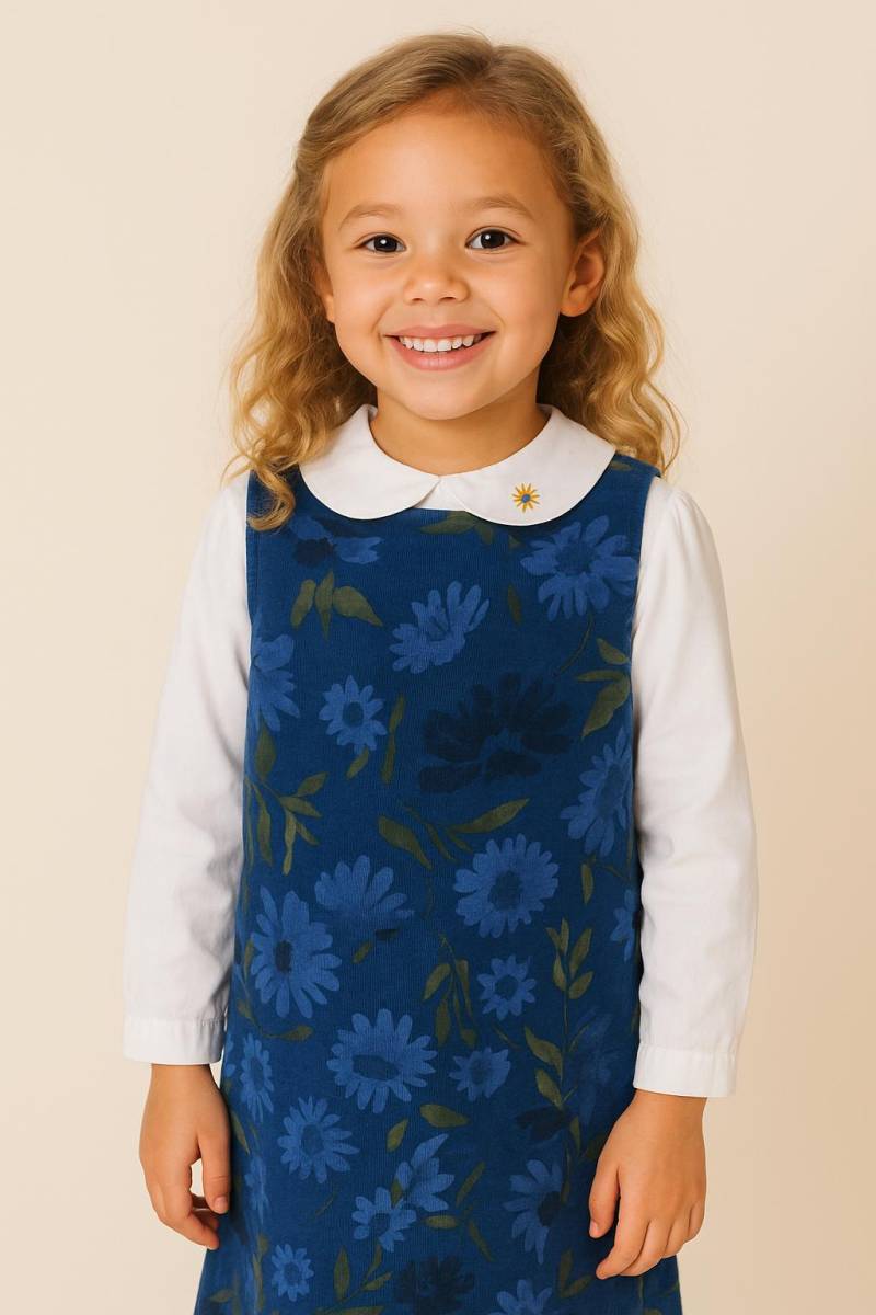 Vintage Tabots Kinder Navy Blumen Baumwollsamt Unsichtbarer Pullover Mit Reißverschluss - Sz. 5 Jahre von BabyDresser