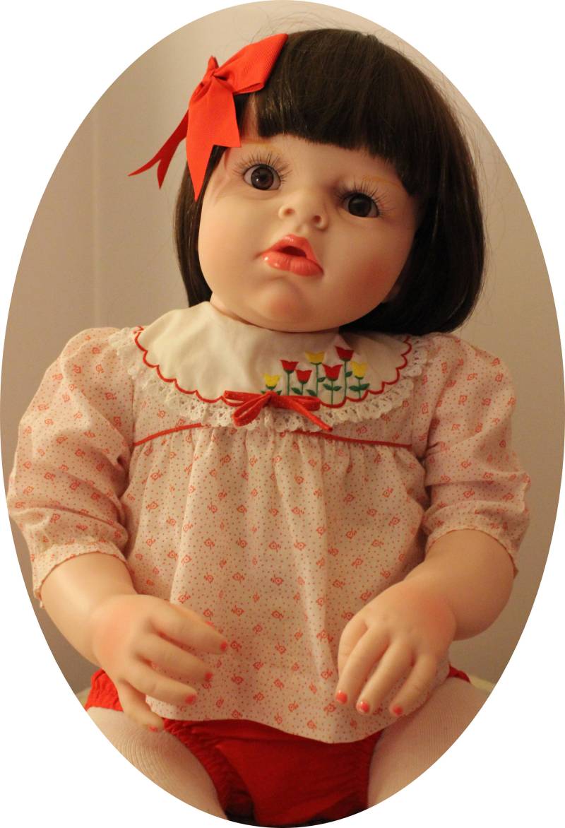 Vtg Baby Mädchen Windel Set Süße Bluse Mit Tulpen Blumen Stickerei - Roter Vinyl-Windel-Überzug Gr. Neugeborenes Bis 3 Monate von BabyDresser