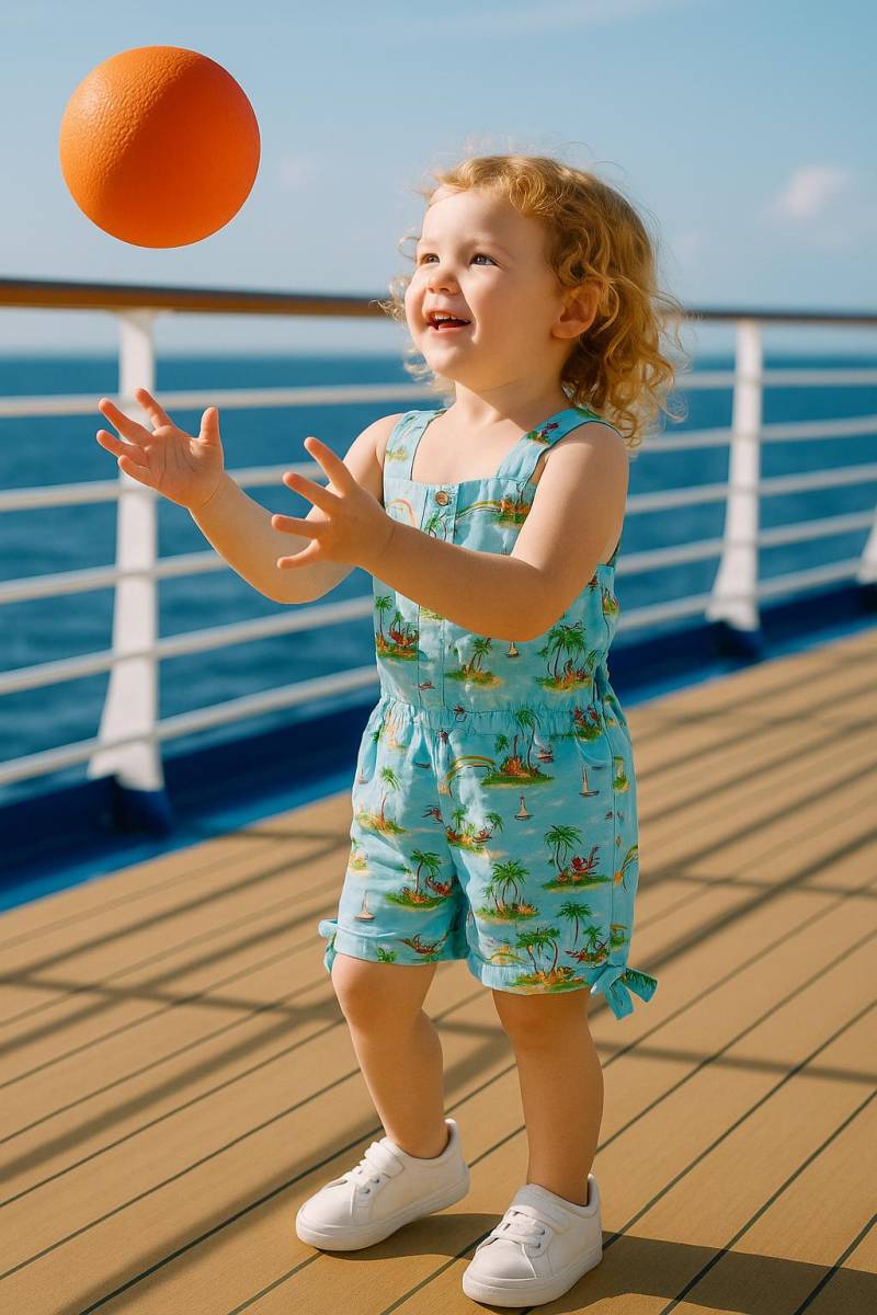 Vtg Blau Karibik Urlaub Spiel Romper Shortall Sunsuit - Sommer Frühling Activewear Kleinkind Mädchen 3-4Yr von BabyDresser