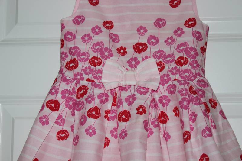 Vtg Kleinkind Mädchen Rosa Blumen Bogen Verschönerte Baumwolle Sommer Frühling Kleid - Gefüttert Mit Unterhose Sz 2T von BabyDresser