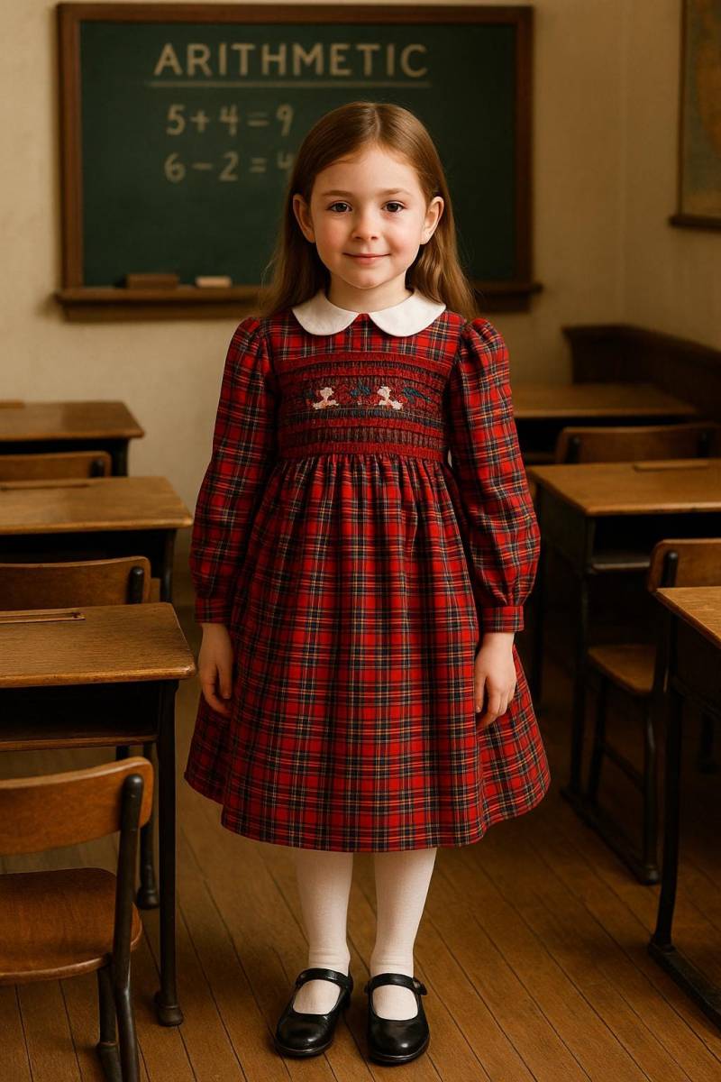 Vtg Polly Flinders 123 Handsmocked Bestickt Weiß Beschnitten Schulmädchen Kleid - Gr. 5-6Yr von BabyDresser
