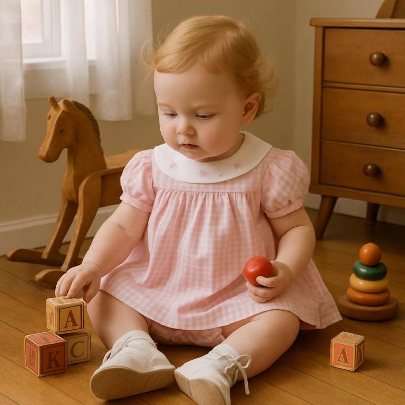 Vtg Qualität Ruth Of Carolina Rosa Weiß Gingham Kleinkind Sommer Frühling Set - Gr. Größe von BabyDresser