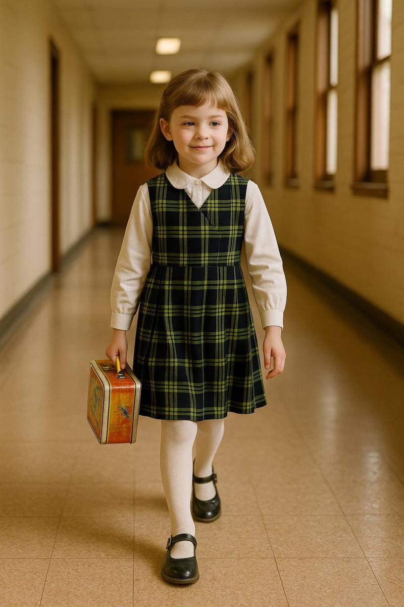 Vtg Talbot's Kids Wunderschönes Schwarz-Grün Kariertes Tartan Pullover Schulkleid - 6x von BabyDresser