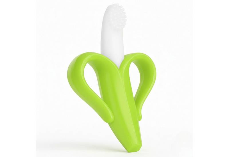 BabyHerz Beißring Baby Beißring Banane 2 in 1, Zahnungshilfe & Zahnbürste für Babys, Spielerisch zahnen – bunte Banane, 100 % BPA-frei & babyfreundlich von BabyHerz