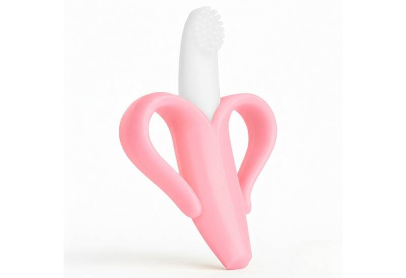 BabyHerz Beißring Baby Beißring Banane 2 in 1, Zahnungshilfe & Zahnbürste für Babys, Spielerisch zahnen – bunte Banane, 100 % BPA-frei & babyfreundlich von BabyHerz