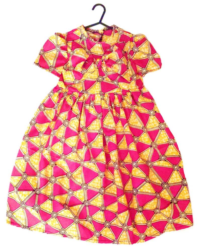 Orange & Rosa Schleife, Mütze Ärmel Kleid | 5Yrs Größe von BabyKhali