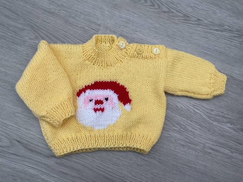 Hand Gestrickter Weihnachten Baby Pullover Mit Santa. 0-6 Mon Hand Gestrickter Weihnachten Baby Pullover Mit Santa. 0-6 Mon von BabyKnittingByIsabel