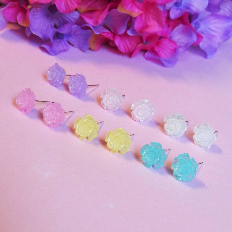 Blumenmädchen Ohrringe - Glitzer Rosa, Lila, Aqua, Gelb, Weiß, Elfenbein Blumenmädchen Ohrringe - Glitzer Rosa, Lila, Aqua, Gelb, Weiß, Elfenbein von BabyLovesPink