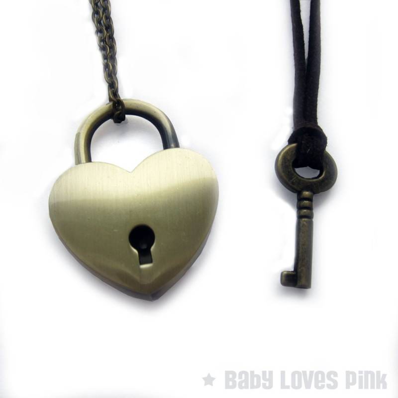 Bronze Herz Schloss Und Schlüssel Paar Halskette - Echt Funktionierende Anhänger | R2F1 Bronze Herz Schloss Und Schlüssel Paar Halskette - Echt Funktionierende Anhänger | R2F1 von BabyLovesPink