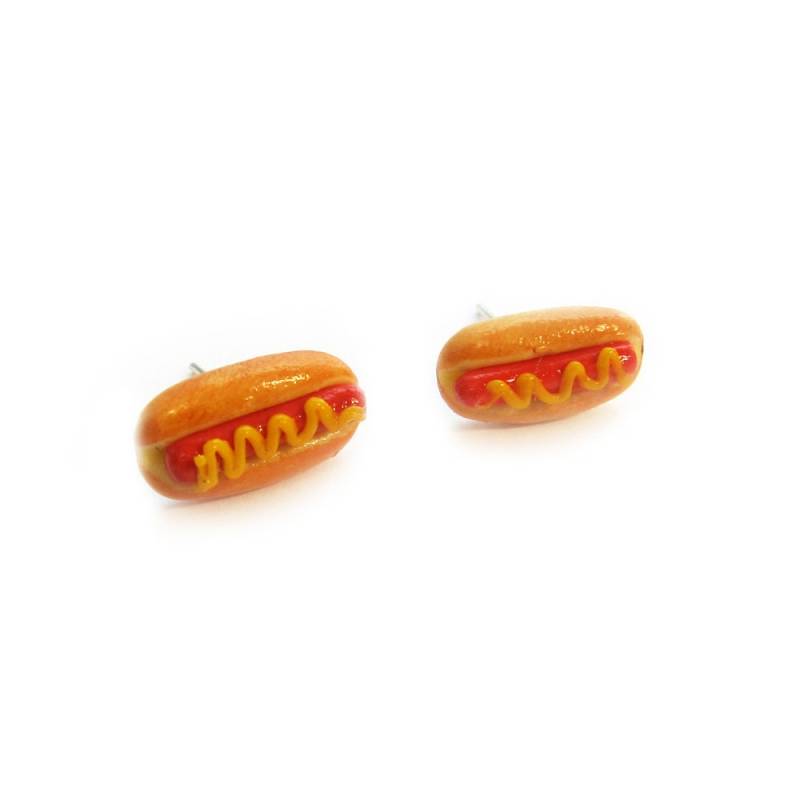Hot Dog Ohrstecker - Handgemachte Gebäckminiatur Hot Dog Ohrstecker - Handgemachte Gebäckminiatur von BabyLovesPink