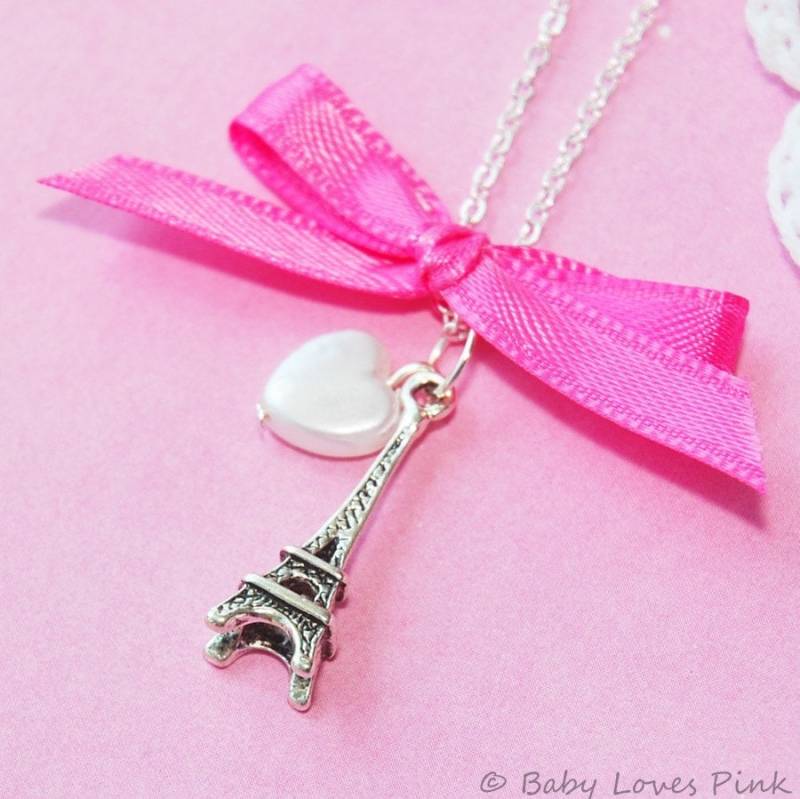 J'adore Paris - Pink Ribbon | Silber Eiffelturm Halskette | R5B J'adore Paris - Pink Ribbon | Silber Eiffelturm Halskette | R5B von BabyLovesPink