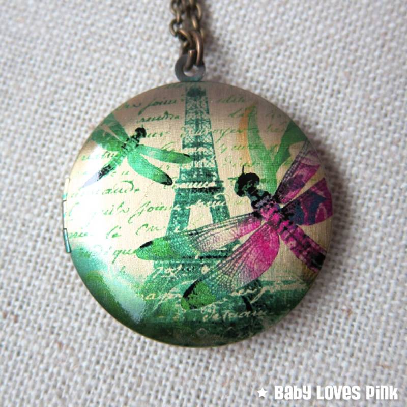Libelle Und Eiffelturm Halskette - Paris Vintage Messing Foto Medaillon | R3B Libelle Und Eiffelturm Halskette - Paris Vintage Messing Foto Medaillon | R3B von BabyLovesPink