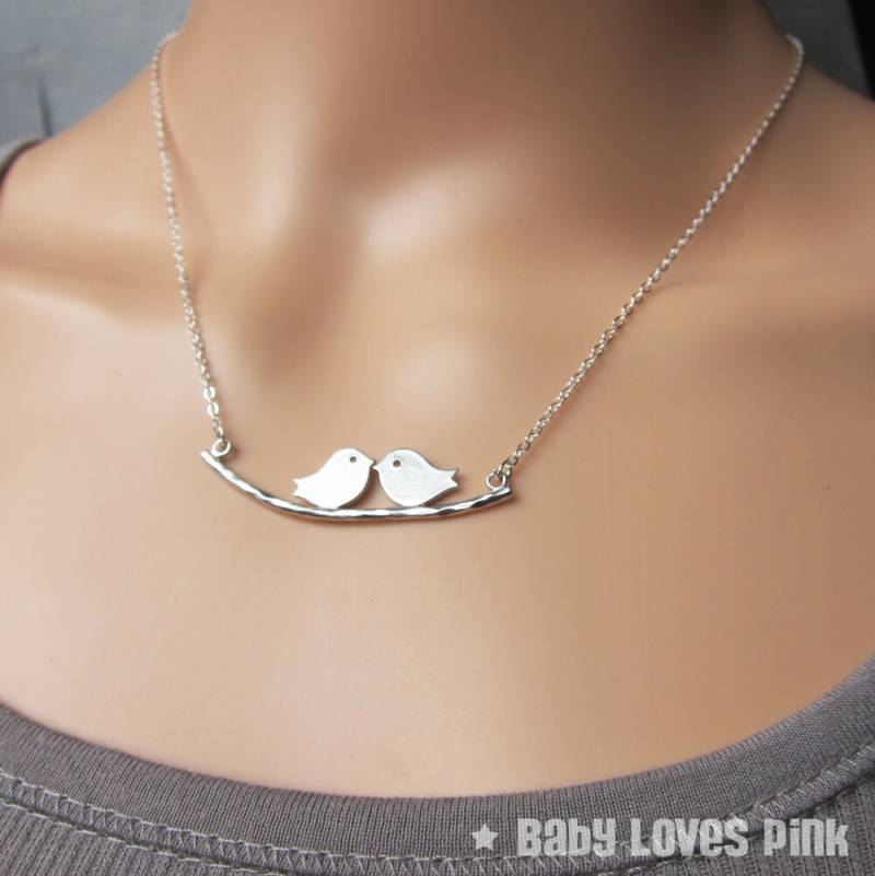 Liebe Vögel Küssen Auf Ast - Weißgold Paare Halskette | R1E1 Liebe Vögel Küssen Auf Ast - Weißgold Paare Halskette | R1E1 von BabyLovesPink