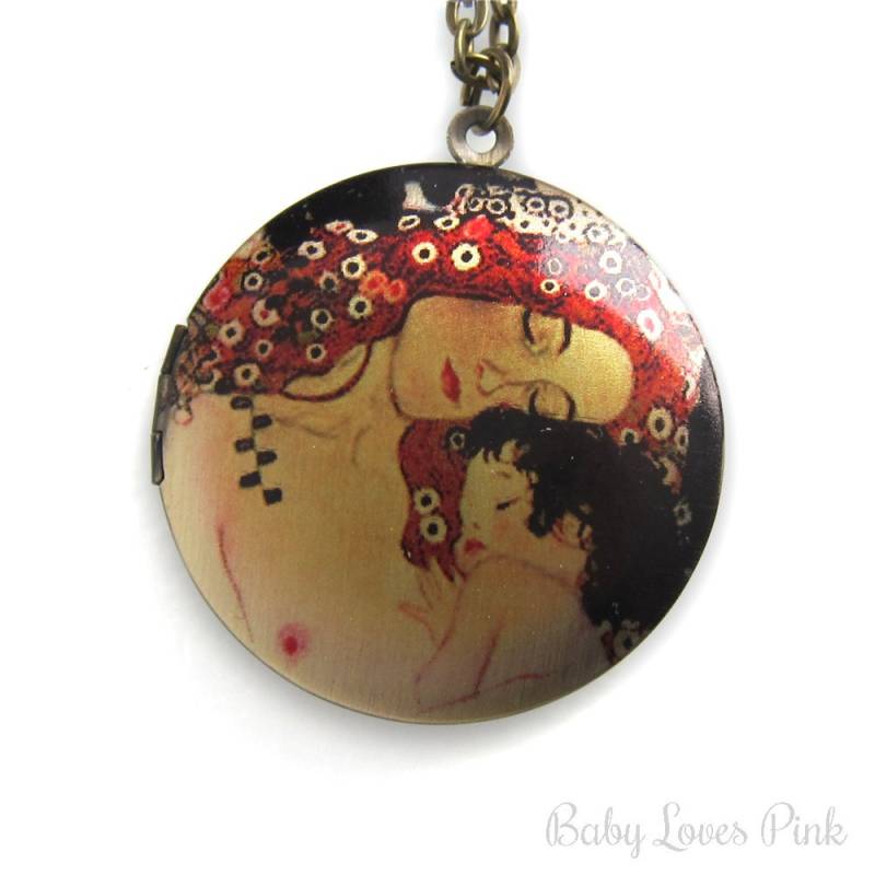 Mutter Und Kind Kunst Locket Halskette - Messing Foto | R3B-B3 Mutter Und Kind Kunst Locket Halskette - Messing Foto | R3B-B3 von BabyLovesPink