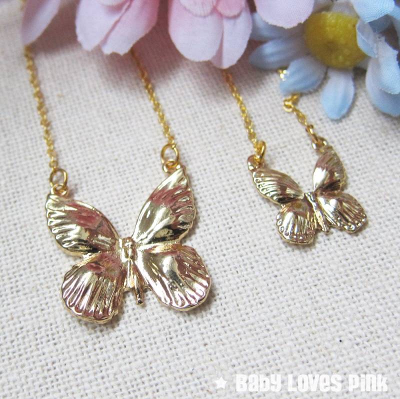 Paar Goldene Schmetterling Halskette - Beste Freundin, Mutter Tochter, Schwester Paar Goldene Schmetterling Halskette - Beste Freundin, Mutter Tochter, Schwester von BabyLovesPink