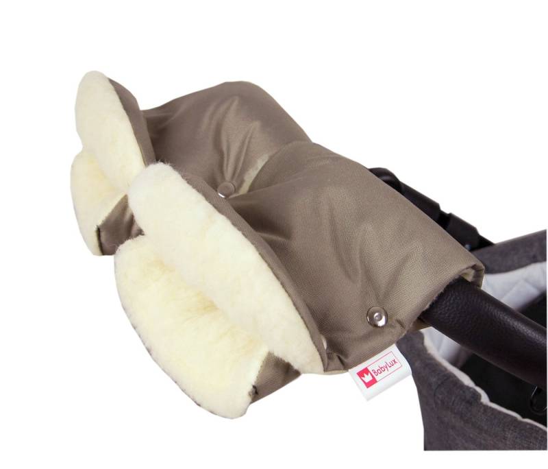 BabyLux Kinderwagen-Handwärmer BABYLUX Handmuff Handwärmer Kinderwagen Buggy Handschuh Lammwolle, 16. KHAKI von BabyLux