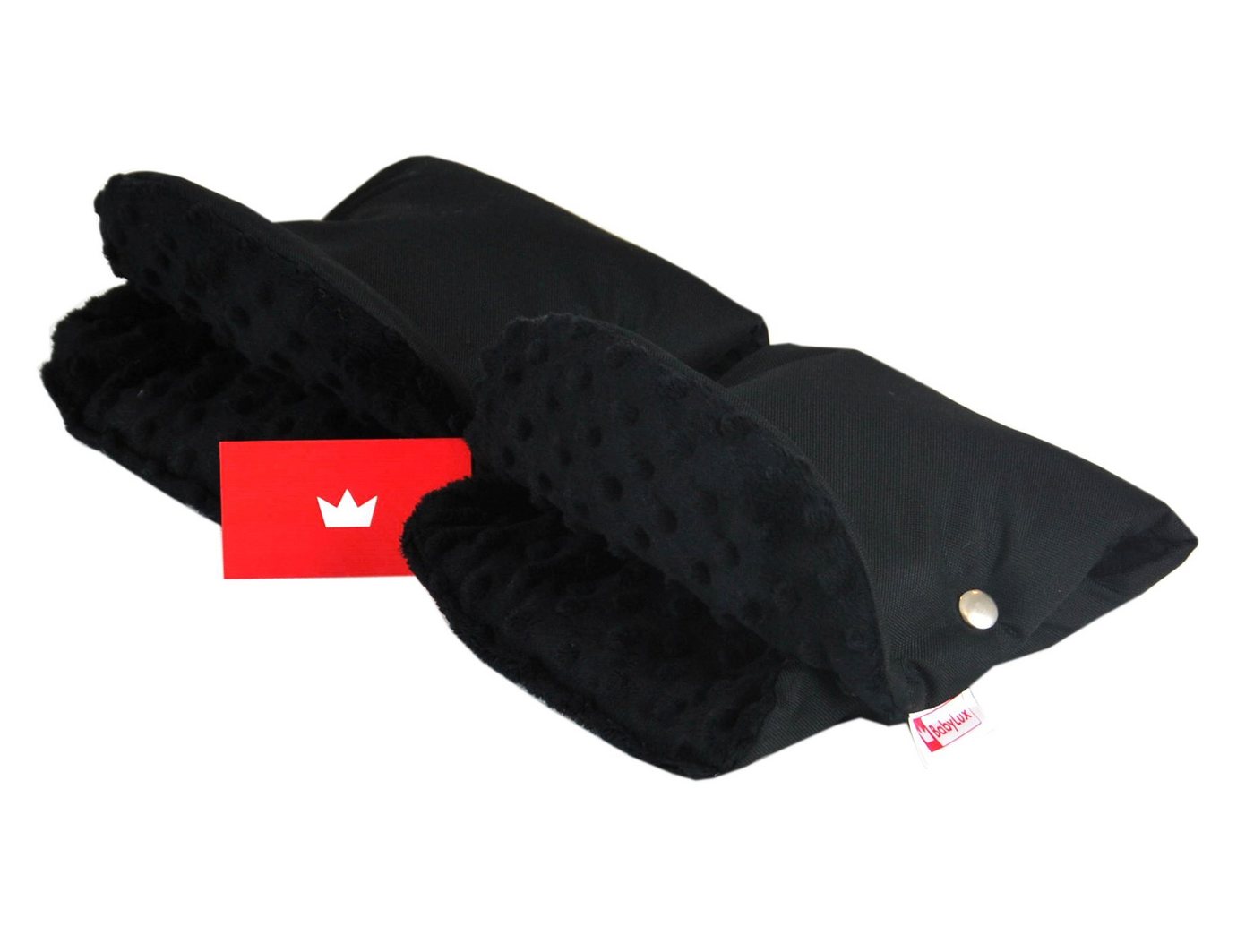 BabyLux Kinderwagen-Handwärmer BABYLUX MUFF Handmuff Handwärmer - Kinderwagen Buggy Handschuh Minky, 6. Schwarz + Minky Schwarz von BabyLux