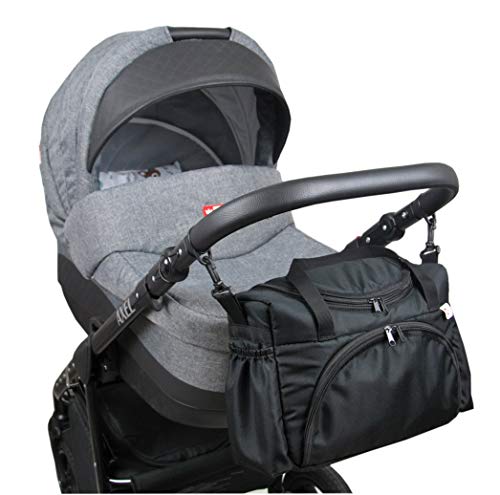 BabyLux Pflegetasche WICKELTASCHE Kinderwagentasche Windeltasch für Kinderwagen (Schwarz) von BabyLux