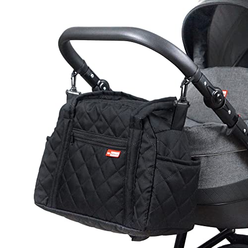 BabyLux Wickeltasche CANDY PIK Kinderwagentasche Baby Windel Tasche Pflegetasche (CandyPik Schwarz) von BabyLux