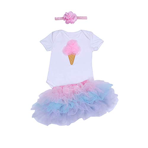 BabyPreg 3 Stück Baby Mädchen 1. Geburtstag Outfit Tutu Kleid Rock Stirnband Outfit (Rosa Lila, 9-12 Monate) von BabyPreg