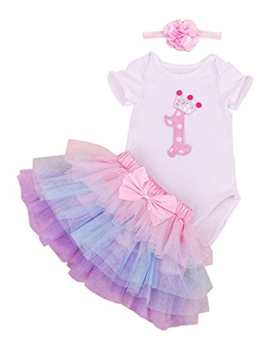 BabyPreg Baby Mädchen 1. Geburtstag Tutu mit Stirnband Set (L / 9-12 Monate, Púrpura Rosa) von BabyPreg