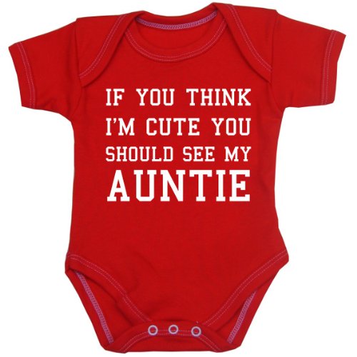 BabyPrem Baby Body 'If You Think I'm Cute See My Auntie' Kleidung 56-62cm ROT BabyPrem Baby Body 'If You Think I'm Cute See My Auntie' Kleidung 56-62cm ROT von BabyPrem