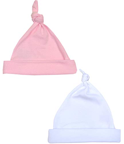 BabyPrem Baby Frühchen Kleidung Packung mit 2 Mützen aus Baumwolle Madchen 44-50cm Rosa Weiß P3 von BabyPrem